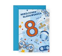 Central 23 Geburtstagskarte für Kinder - 8 Jahre - Gamer - Alles Gute zum 8. Geburtstag - Videospiel-Gaming - Aufkleber