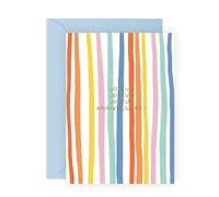 Central 23 Jolie Carte d'Anniversaire - Motif Rayures Colorées - Pour Femmes, Hommes, Collègues, Amis & Voisins - Cadeau pour Nièce & Neveu - Inclus Autocollants Amusants