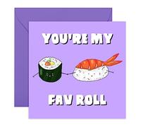 Central 23 Linda tarjeta de aniversario para esposo y esposa - My Fav Roll - Tarjeta romántica de San Valentín para novio y novia - Para hombre y mujer - Viene con pegatinas