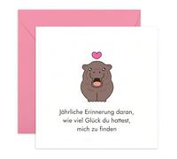 Central 23 Lustige Karte zum Hochzeitstag - Süßes Nilpferd Design - Geschenk für Ehemann, Ehefrau und Partner - Witzige Jahrestag Karte für Paare - Inklusive Sticker und Umschlag