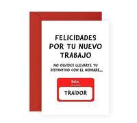 Central 23 Nueva tarjeta de trabajo para hombre - 'FELICIDADES POR TU NUEVO TRABAJO' - Tarjeta de felicitación divertida para amigo colega - Tarjeta despedida compañero - Viene con pegatinas