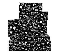 CENTRAL 23 Papel de envolver negro, para cumpleaños, aniversario, San Valentín, 6 hojas, papel de envoltura de corazón, para hombres y mujeres, reciclable
