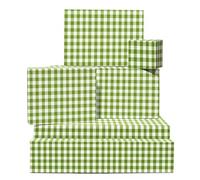 CENTRAL 23 Papel de regalo a cuadros - 6 hojas de papel de regalo para mujeres - blanco y verde - Papel de regalo de cumpleaños para niñas - Viene con calcomanías