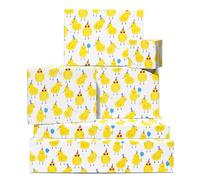 CENTRAL 23 Papel de regalo blanco, 6 hojas de papel de regalo, animales de granja, pollitos, sombrero de fiesta de globos, papel de regalo para niños y niñas, viene con calcomanías