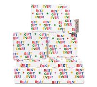 CENTRAL 23 Papel de regalo de cumpleaños para mujeres y hombres, 6 hojas de papel de regalo blanco, divertido papel de regalo para amigos, viene con calcomanías, reciclable