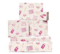 Central 23 - Papel de regalo de estrella roja (6 hojas, para niños o niñas, cumpleaños, Navidad, para cualquier ocasión, diseño de estrellas azul blanco y rojo con etiquetas