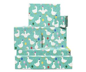 CENTRAL 23 Papel de regalo de pato, papel de regalo de animales de granja, 6 hojas de papel de regalo de cumpleaños, patos de fiesta, globo, confeti, para hombres y mujeres, viene con calcomanías,