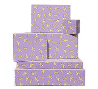 Central 23 - Papel de regalo morado - 6 hojas de papel de regalo de cumpleaños - Plátanos amarillos - Para hombres, mujeres y niños - Reciclable