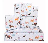 CENTRAL 23 - Papel de regalo para perros - Papel de regalo de cumpleaños de 6 hojas para amantes de los perros - Lindo estampado de cachorro de fiesta para ella - Animales de piel divertidos - Azul