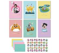 CENTRAL 23 Paquete de tarjetas de cumpleaños divertidas - 24 tarjetas, 6 diseños surtidos - Tarjetas y sobres en blanco de 4.1 x 5.8 pulgadas - Juego de palabras de comida francesa - Paquete múltiple