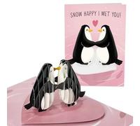 Central 23 Pingüino Tarjeta Pop Up De Aniversario - SNOW HAPPY I MET YOU - Tarjeta De Felicitación 3D Para Marido Esposa Novio Novia - Tarjeta De Te Amo Para Pareja - Viene Con Pegatinas