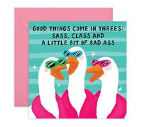 CENTRAL 23 Sass Class Bad Ass - Tarjeta de felicitación de trío de gansos atrevidos, divertida tarjeta de cumpleaños para amigos, mejor amiga, hermana, mamá, tía, colega, humor, atrevida, chica poder