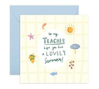 CENTRAL 23 Tarjeta de agradecimiento al profesor - Have a Lovely Summer - Thank You Teacher Educator Mentor Tutor Teaching Assistant School Staff - Tema de vacaciones en la playa - Viene con