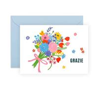 Central 23 Tarjeta de agradecimiento con sobre - Para maestra, boda, bautizo y empresa - Elegante ramo de flores para mujer - Incluye pegatinas divertidas - Diseño floral