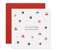 Central 23 Tarjeta de amistad con texto en inglés "So Lucky To Have You As A Friend", dijes coloridos para mujeres, niñas, mejores amigas, hermanas, novias, todas las ocasiones, tarjeta de cumpleaños