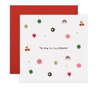 Central 23 Tarjeta de amistad con texto en inglés «To My Lucky Charm» para mujeres, niñas, mejores amigas, hermanas, novias, «Just Because Birthday», empoderamiento femenino, viene con calcomanías