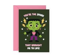Central 23 Tarjeta de amor de aniversario con texto en inglés "You're The Spark That Brought Me To Life, Frankenstein", bonita tarjeta de San Valentín para novio, novia, marido, esposa, pareja, viene