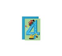 Central 23 Tarjeta de cuarto cumpleaos para nios - Feliz 4 cumpleaos - Edad 4 - Cuatro aos - Tarjeta de felicitacin de tractores - Tarjeta de t