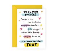 Central 23 - Tarjeta de cumpleaños de boda, diseño con texto "Tu eres mi todo", tarjeta de San Valentín para marido y mujer, regalo de cumpleaños, pareja y novio - Je t'aime - Incluye pegatinas