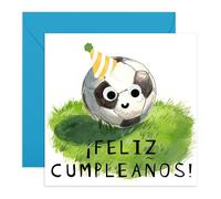 Central 23 Tarjeta de cumpleaños de fútbol: niño, niños, hijo, nieto, sobrino, compañero de clase, amigos. Incluye pegatinas divertidas.