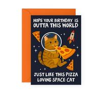 CENTRAL 23 Tarjeta de cumpleaños divertida - Outta This World Astronaut Cat - Regalos para niños, niñas, él, ella, adolescentes, hermano, hermana, sobrina, sobrino, niños, amantes de los gatos y el