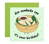 Central 23 Tarjeta de cumpleaños divertida texto en inglés «Dim Sumbody Say Birthday» - Tarjeta de felicitación de cumpleaños para hombres, mujeres, esposa y marido