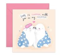 Central 23 Tarjeta de cumpleaños dulce para pareja - You As My Heater Seal - Bonita tarjeta de aniversario de boda para marido, esposa, novio, novia, Navidad, San Valentín, viene con calcomanías