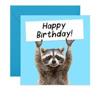 Central 23 Tarjeta De Cumpleaños Feliz - Mapache - Tarjetas De Felicitación Divertidas Para Hombres Y Mujeres - Regalos Para Mamá, Papá, Hijo, Hija, Él, Ella - Viene Con Pegatinas