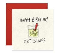 CENTRAL 23 Tarjeta de cumpleaños - Happy Birthday Hot Stuff - Tarjeta de felicitación picante para él, ella, pareja, marido, esposa, cónyuge, amigo, novio, novia - Chili Pepper - Viene con divertidas