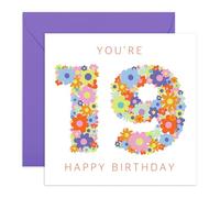 CENTRAL 23 Tarjeta de cumpleaños número 19 para ella - Floral Rainbow Edad 19 - Tarjeta de cumpleaños floral - Mujer hermana - Tarjeta de feliz cumpleaños diecinueve - Hija, hermana, sobrina amigas -