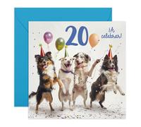 Central 23 Tarjeta de cumpleaños número 20 para ella - Celebremos el cumpleaños número 20 de su perro - Regalo para padres peludos, mamás y papás de perros - Mujeres y hermanas