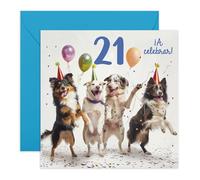 Central 23 Tarjeta de cumpleaños número 21 para ella - Celebremos el cumpleaños de su perro - Regalo para padres peludos, mamás y papás - Hermanas