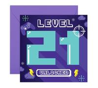 Central 23 Tarjeta de cumpleaños número 21 para hombres, videojuegos, tarjeta de feliz cumpleaños para él, veintiún años, regalos para hermano, novio, nieto, viene con divertidas calcomanías