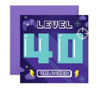 Central 23 Tarjeta de cumpleaños número 40 para él, videojuegos, tarjeta de feliz cumpleaños para hombres de cuarenta años, cuarenta cumpleaños, regalos para hermano, novio, primo, viene con