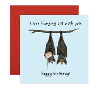 Central 23 Tarjeta de cumpleaños para marido con texto en inglés "I Love Hanging Out With You", divertidos juegos de palabras de murciélago de animales, tarjetas de felicitación divertidas para esposa