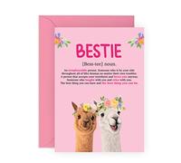 CENTRAL 23 Tarjeta de cumpleaños para mejor amiga, llamas de mejores amigas, palabras dulces para amigas, regalos de amistad para su mejor amiga, viene con divertidas calcomanías