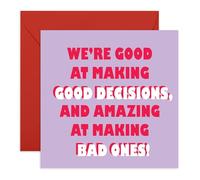 CENTRAL 23 Tarjeta de cumpleaños para mejor amigo, malas decisiones, regalos de amistad para mujeres y hombres, tarjeta de mejor amigo para él y ella, viene con divertidas calcomanías