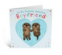 Central 23 Tarjeta de cumpleaños para novio - 'Otterly Amazing Boyfriend' - Linda tarjeta de aniversario para novio hombre - Tarjeta de San Valentín para novio - Viene con pegatinas