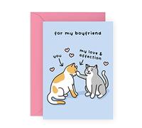 Central 23 Tarjeta de cumpleaños para novio, tarjeta de aniversario para él, regalos temáticos de gatos para hombres, tarjeta de pensamiento en ti, tarjeta del día de San Valentín
