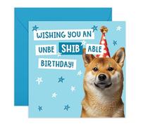 Central 23 Tarjeta de felicitación de cumpleaños con texto en inglés "SHIBA INU BIRTHDAY", perfecta para celebrar con un toque divertido y un diseño adorable, ideal para los amantes de los perros y