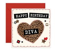 CENTRAL 23 Tarjeta de felicitación de cumpleaños para mujer, diseño de leopardo diva, para ella, mejores amigas, hermanas, hijas, reinas glamurosas, amantes de la moda, damas elegantes, tía, mejores