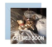 Central 23 Tarjeta de felicitación «Get Well Soon» con texto en inglés "Get Well Soon Cat", perfecta para enviar deseos cálidos con un bonito toque felino, ideal para los amantes de los gatos que