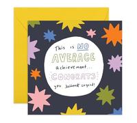 Central 23 Tarjeta de felicitación - No Average Achievement Legend - para hijo, hija, sobrino, sobrina, promoción de prueba de conducción de graduación, buen trabajo, viene con calcomanías