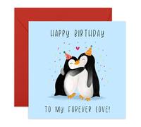 Central 23 Tarjeta de feliz cumpleaños para marido, amor eterno, tarjetas de cumpleaños dulces para hombres y mujeres, regalos de pingüino para esposa, novio, novia, tarjetas románticas para él, viene