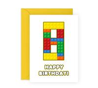 CENTRAL 23 Tarjeta de octavo cumpleaños para niños - 8 bloques de construcción - Tarjeta de felicitación de 8 cumpleaños para niños - ocho años de edad - Tarjetas de bebé hitos de ocho años - Niño -