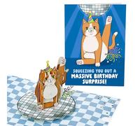 Central 23 Tarjeta Pop Up Gato - MASSIVE BIRTHDAY SURPRISE - Divertida tarjeta de cumpleaños en 3D para hombre mujer - Tarjeta de felicitación con sobre - Regalo del gato - Viene con pegatinas