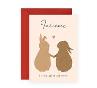 Central 23 Tarjeta romántica pareja de conejitos - Insieme es mi lugar favorito - Regalo para marido, esposa, novio y novia - Aniversario y boda - Incluye pegatinas