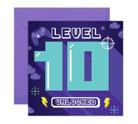 CENTRAL 23 Tarjetas de cumpleaños de 10 años para niños jugadores, tema de videojuegos, tarjeta de feliz décimo cumpleaños para niños, décimo cumpleaños, regalos para hermano, nieto, sobrino, ahijado,