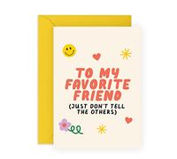 CENTRAL 23 Tarjetas de cumpleaños para amigos para mujeres y hombres, con texto en inglés "My Favorite Friend", tarjeta de mejor amigo, viene con divertidas pegatinas, fabricadas en el Reino Unido