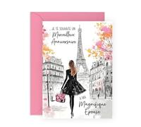 Central 23 tarjetas de cumpleaños para mujer, boda, esposa, novia, paris, Torre Eiffel, bonita idea de regalo de amor, pareja romántica, hermosa con pegatinas